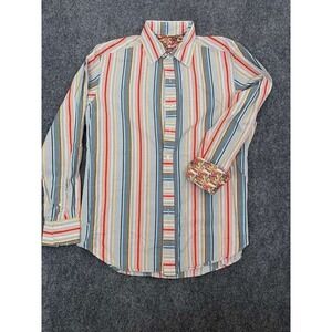 Robert Graham Shirt Mens Medium Southwest Plaid Paisley Accent Casual Colorful